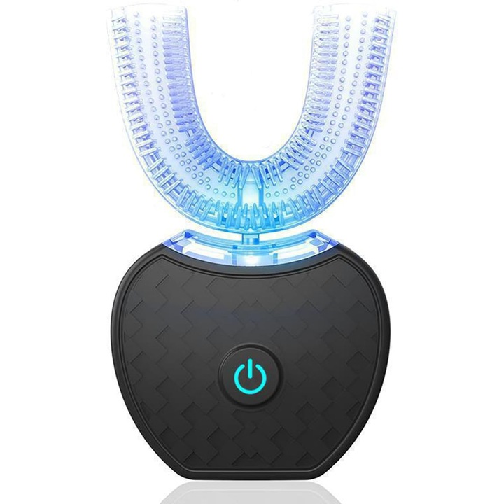 Elektromos szónikus fogkefe, automata tisztítású fogkefe, U alakú fogfehérítő kefefej, 360°-os ultrahangos elektromos fogkefe, felnőtteknek alkalmas, újratölthető