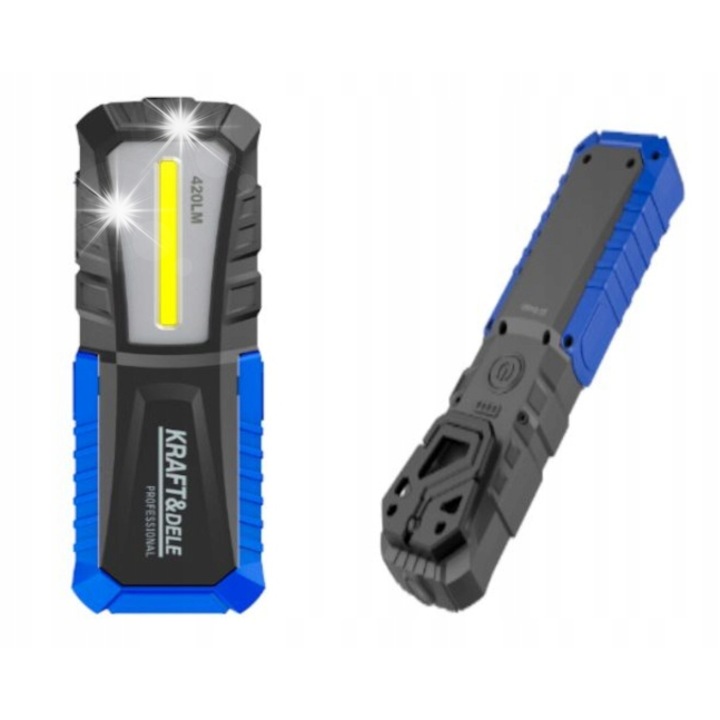 Műhelylámpa mágnessel 420lm, 4400mAh akkumulátor, IPX4, Kraft&Dele