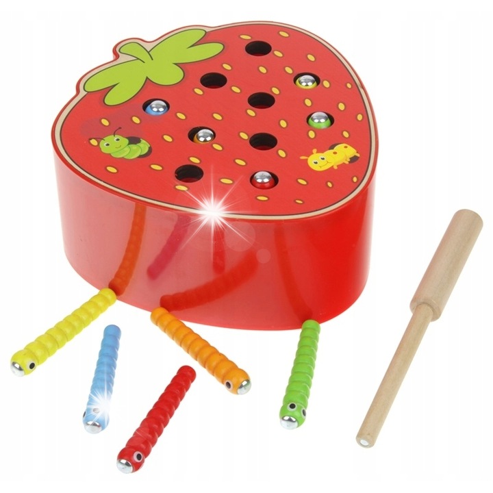 Joc educativ din lemn Kruzzel, joc cu magneti, pentru copii +3 ani, mar, multicolor