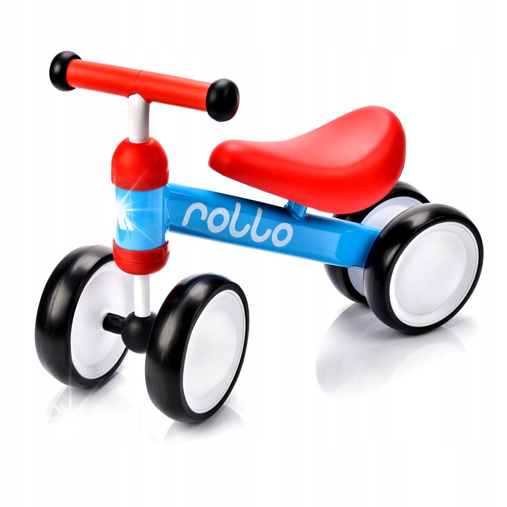 Meteor Rollo futóbicikli, 4 kerék, kék/piros, 45x17x35 cm, 12m+