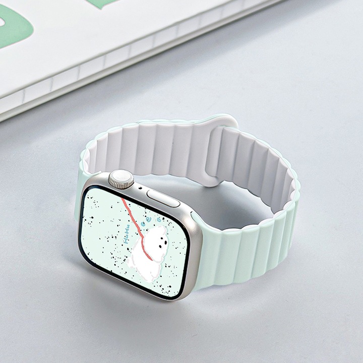 Curea ceas silicon magnetic doua tonuri 45x49mm compatibil Apple Watch generatiile 7 8 9