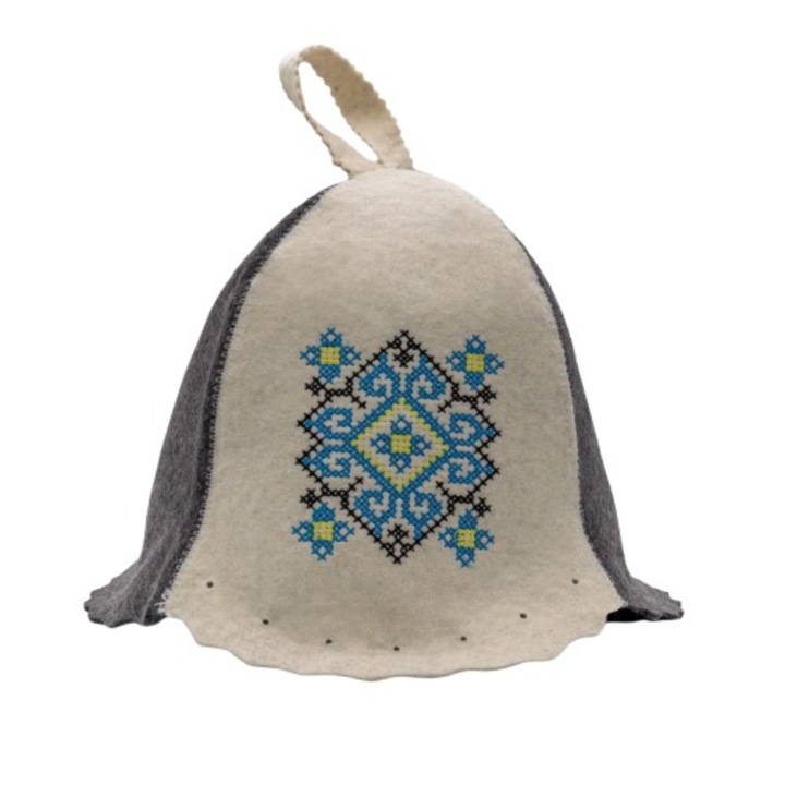 Sapca pentru sauna World of hats Blue embroidery, marime M- XL, Alb, Gri