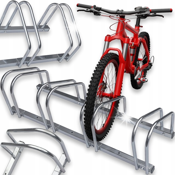 Стойка за съхранение на велосипеди Heckermann, 4 места, поцинкована стомана, устойчива на атмосферни влияния, монтаж на стена или под