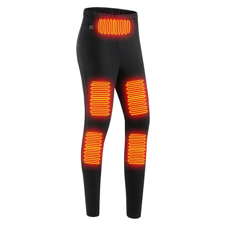 Női fűthető nadrág, 12 zónás USB fűtés, fekete, 2XL