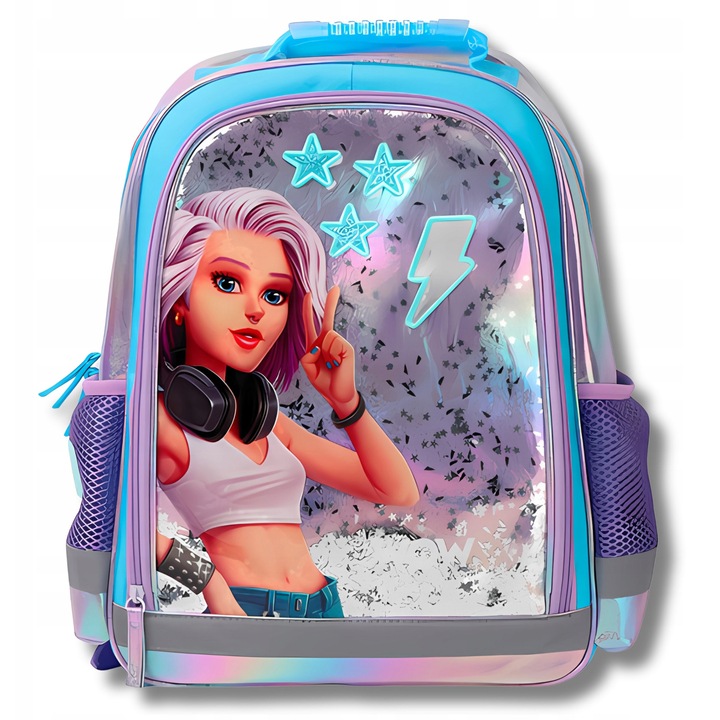 Ghiozdan copii Euroswan WOW Generation, 40cm, 2 compartimente, PVC + poliester, design modern