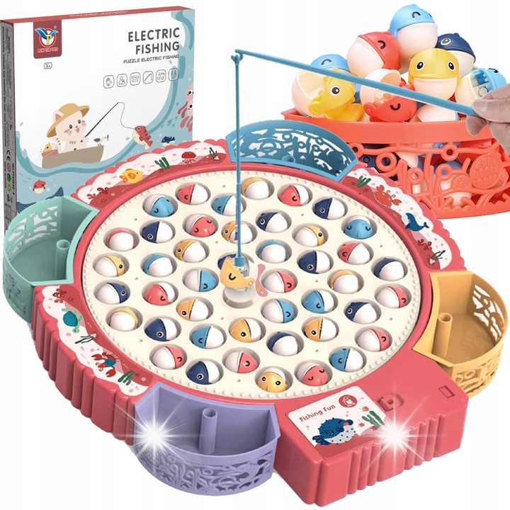 Jucarie interactiva, HECKERMANN, joc de indemanare, pescuit cu magneti, 4 undite, 30x33x4cm, 3+ ani