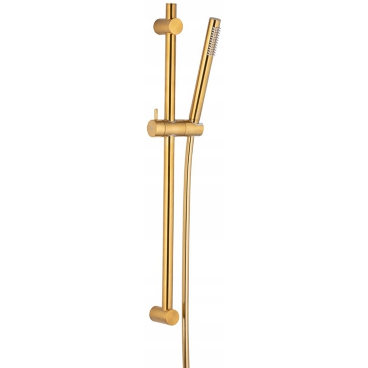 Set de dus glisant KFA Moza Premium, auriu periat PVD, furtun PVC 1500 mm, para de dus cu 1 jet