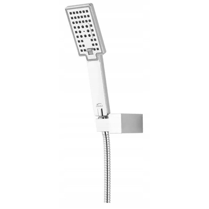 Set dus LAVEO Kvadrato, crom, priza 64x110mm, furtun 1500mm, 3 functii