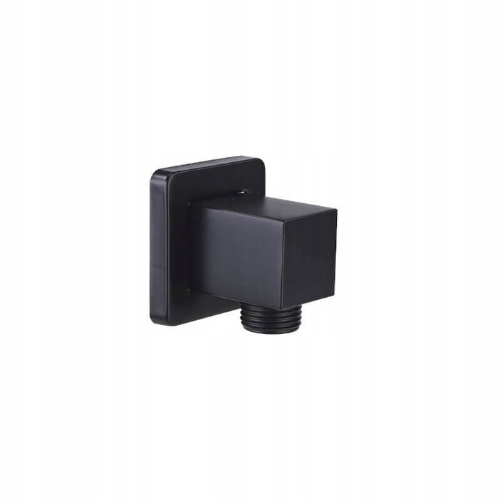 Racord pentru duș Laveo KVADRATO, negru mat, unghiular, montaj pe perete