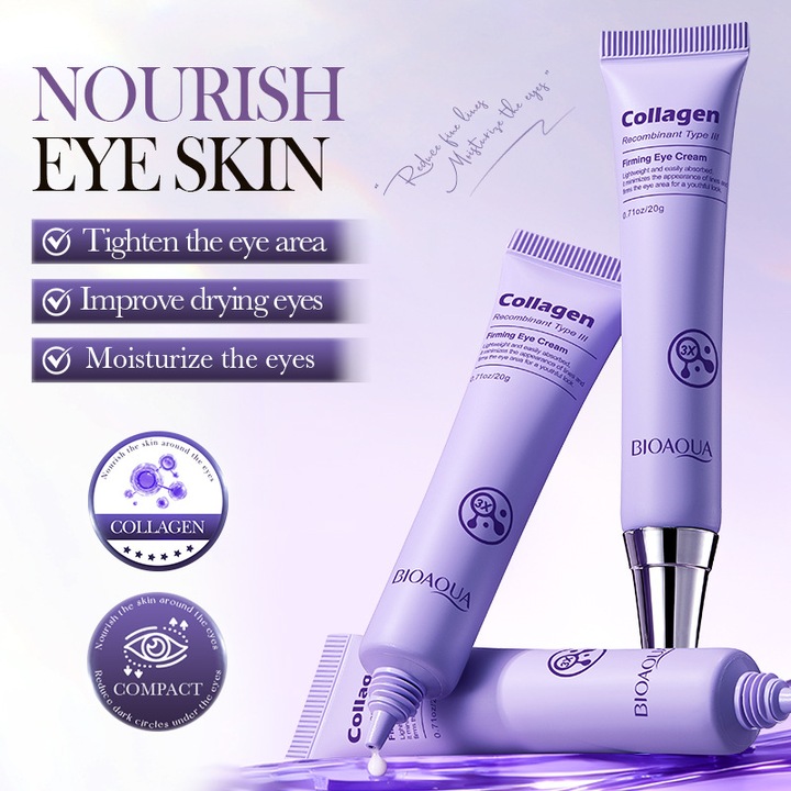 BIOAOUA Újrakombinált III-as típusú Kollagén Szemkörnyékápoló Krém 20g
