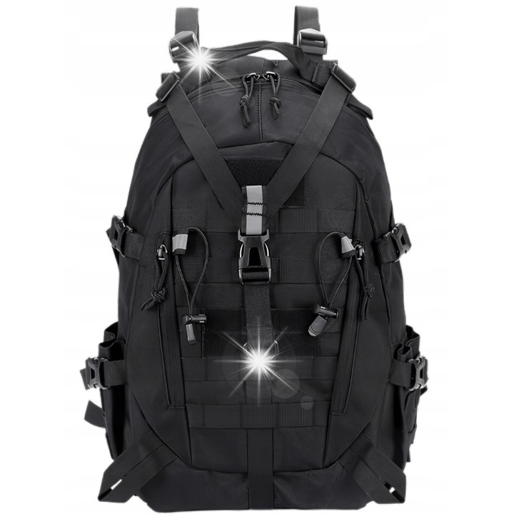 Rucsac militar BSH ADVENTURE PL-005A, 35L, negru, 3 compartimente, sistem MOLLE