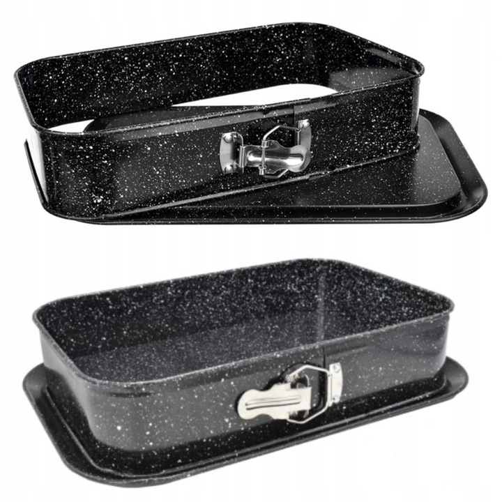 Tava de copt Brunbeste, forma tort, neagra, 35x24x7.5cm, antiaderenta, rezistenta la zgarieturi