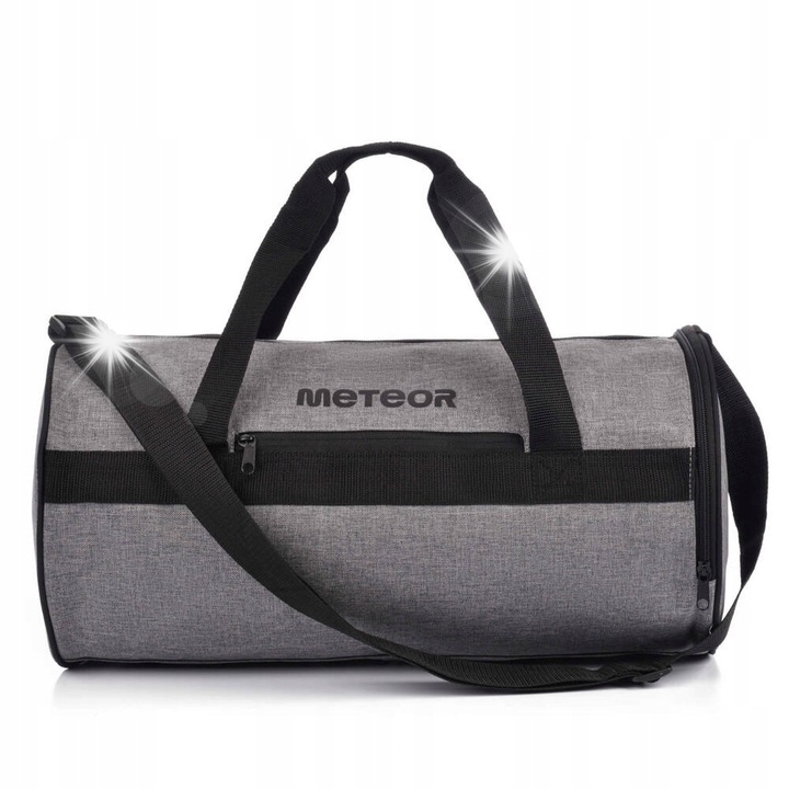 Torba fitness Meteor Sirin 25L, gri melanj/negru, impermeabila, cu curea reglabila