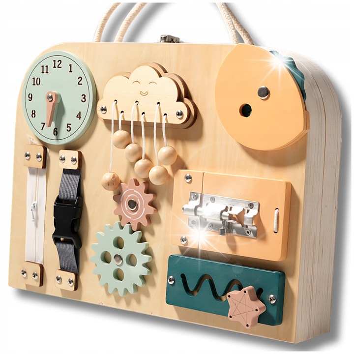 Дървен сортер за играчки във формата на куфар, 5,7x22x29см