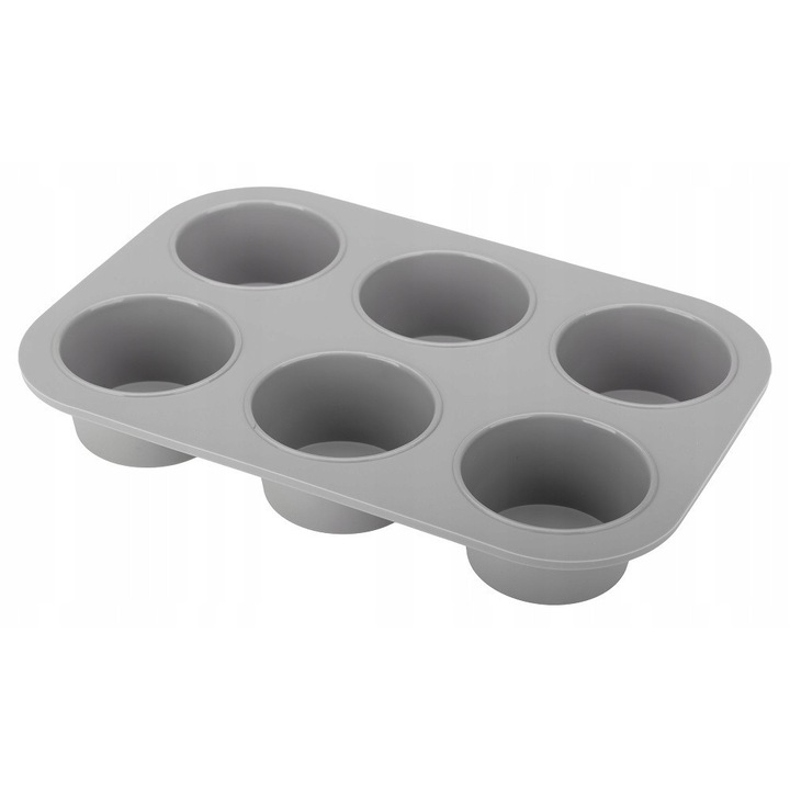 Forma siliconată Galicja pentru brioșe și chec, 25.9x17.8cm, rezistentă la 230C, gri și roz