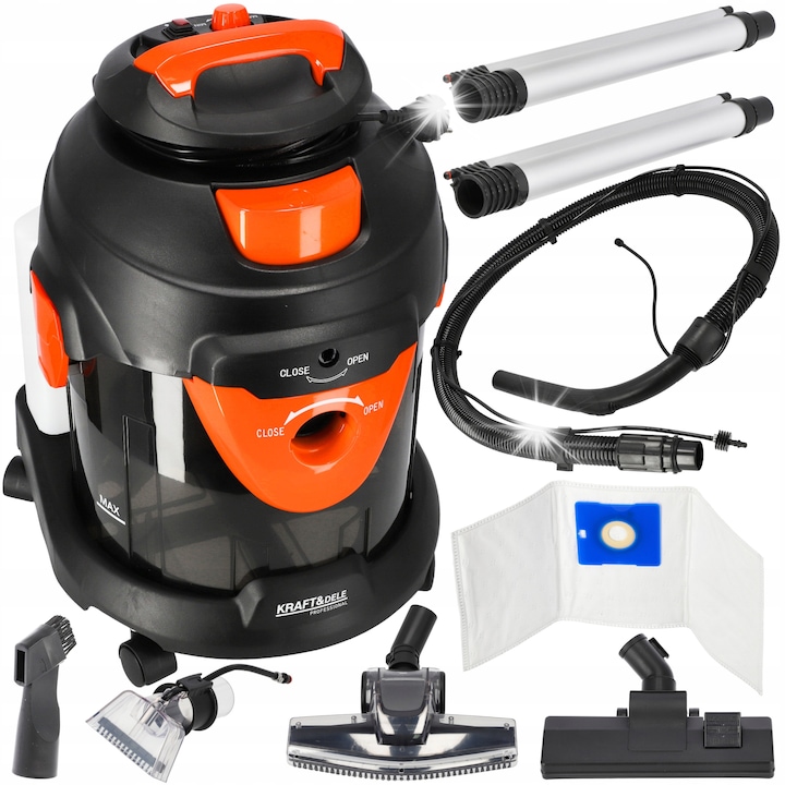 Aspirator profesional multifunctional cu functie de spalare, 1400W, 20L, 3L, 360x380x530mm