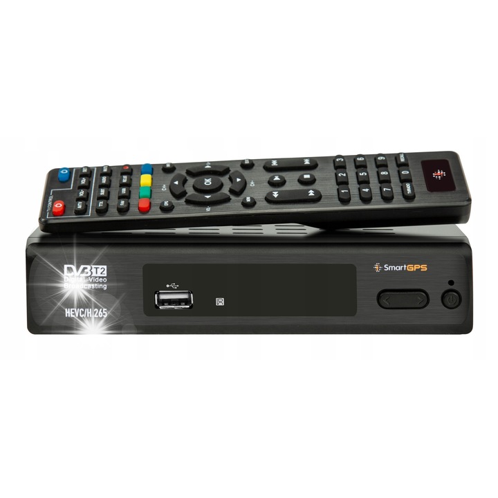 Декодер тунер DVB-T2 SmartGPS, оранжев LED, резолюция 1080p, HDMI, USB