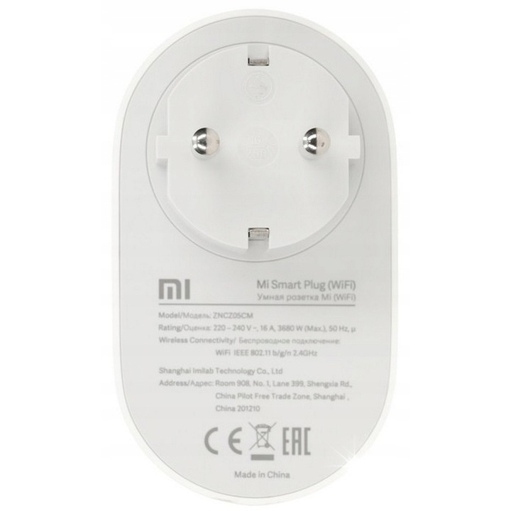 Prize inteligente Xiaomi Mi Smart Power Plug, control prin aplicatie, alb, 52x90x73mm
