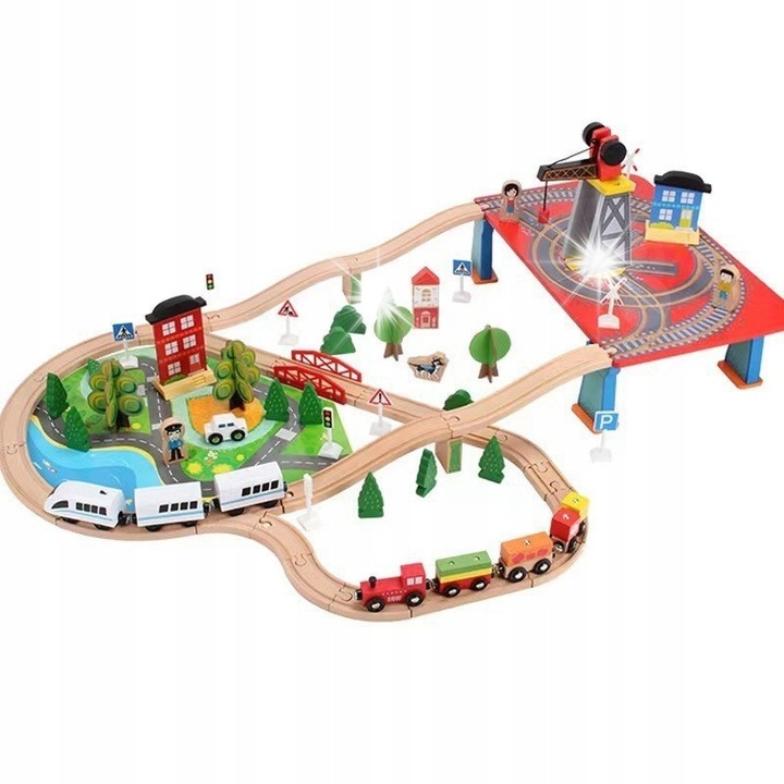 Trenulete de jucarie, MINEXO, set 88 elemente, 3,3m lungime, multicolor, 80x90x33,5cm