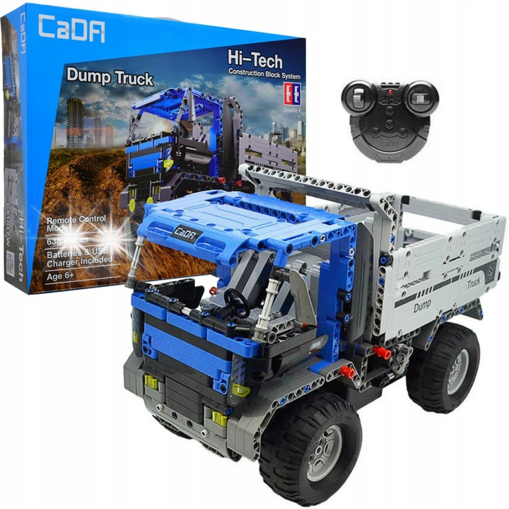 Set de constructie Cada, camion cu basculanta, 638 elemente, 44x10x34cm, pentru copii peste 6 ani