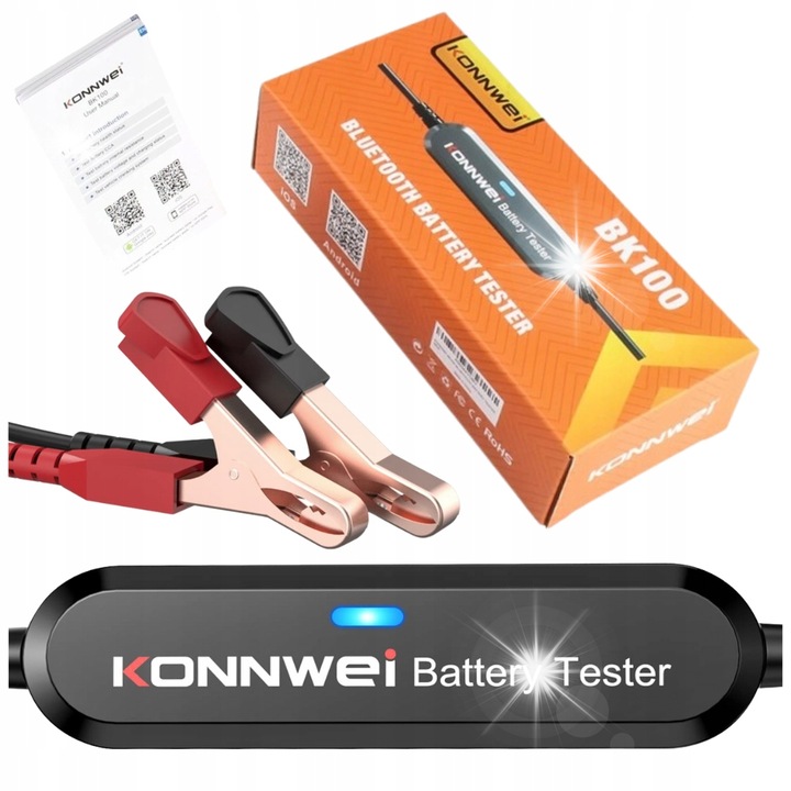 Tester baterii Konnwei BK100, 6V/12V, Bluetooth, 2-220Ah, 10.6x2.8x1.7cm