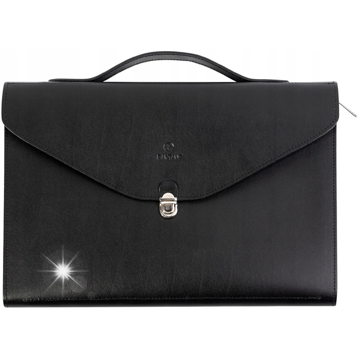 Baltan laptoptáska, 13-14 hüvelykes, valódi bőr, fekete, szíj nélkül, fogantyúval