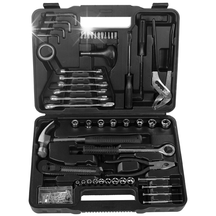 Комплект инструменти 141 части, Kraft&Dele, от хром-ванадиева стомана, куфар за транспорт, различни размери