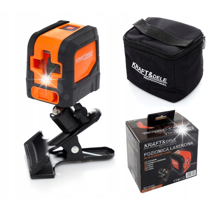 Laser cu laser rosu KD10306, 15m, set cu suport, carcasa si baterii