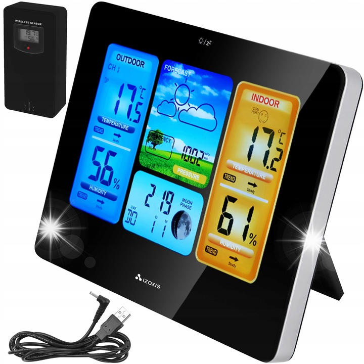 Statie meteorologica Izoxis, wireless, cu senzor de 60m, masurare temperatura si umiditate