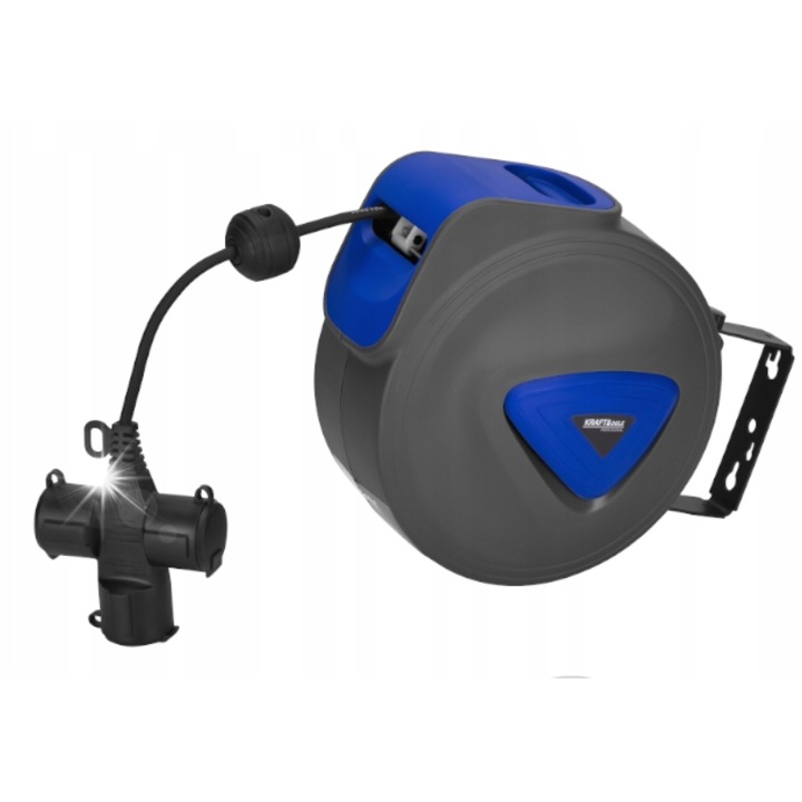 Hosszabbító dob 20m 3x1,5mm Kraft&Dele, gyermekvédelemmel, falra szerelhető