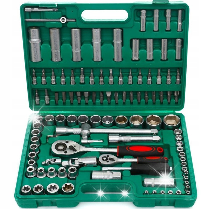 Set chei nasoade cu gracote, Kraft&Dele, 108 elemente, din otel crom-vanadiu, cu valiza moale