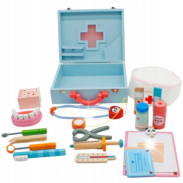 Set joaca doctor Meteor, din lemn, 20x8x25cm, pentru copii 3+