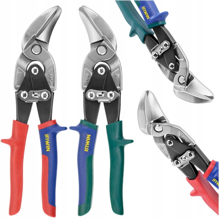 Комплект ножици за ламарина Irwin 20SL/20SR, 225 мм, ергономични дръжки, ляв/десен