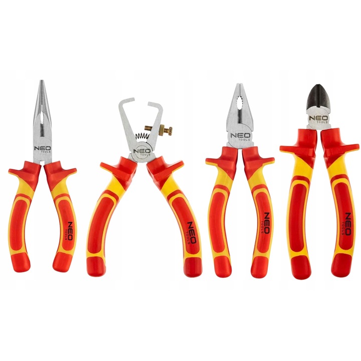 NEO Tools 1000V 160mm-es szigetelt fogókészlet, króm-vanádium acél, ergonomikus markolatok