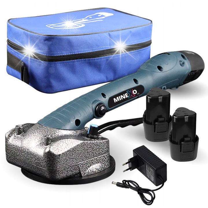 Вибрираща вендуза за монтаж на плочки, MINEXO, MX-12 PRO, 12V, 45 кг, 320x125x125mm, пълен комплект