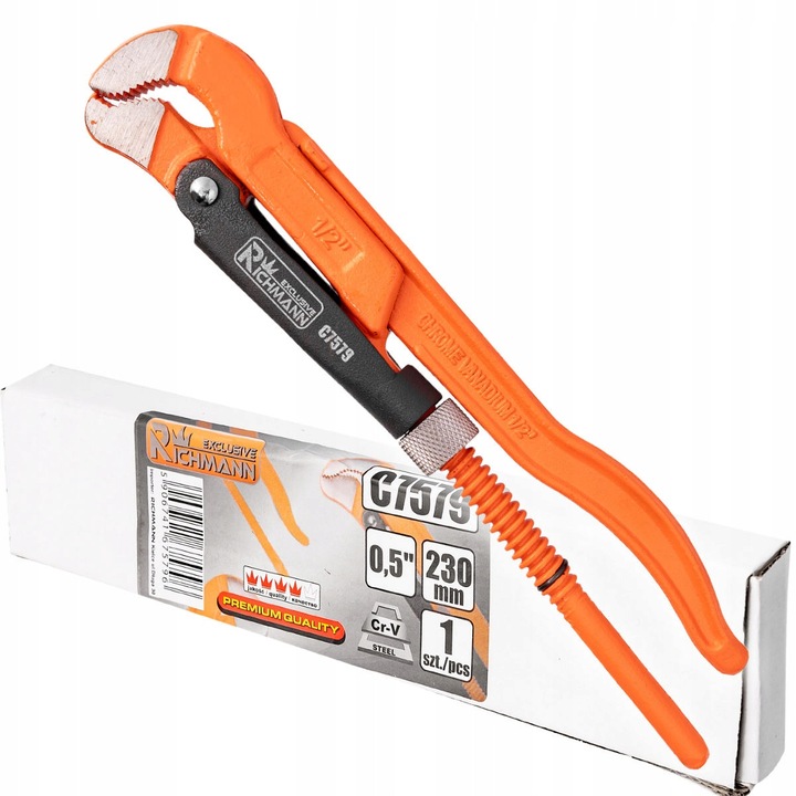 Cheie reglabilă tip "S" RICHMANN 0.5", otel CR-V, lungime 230mm, maner ergonomic