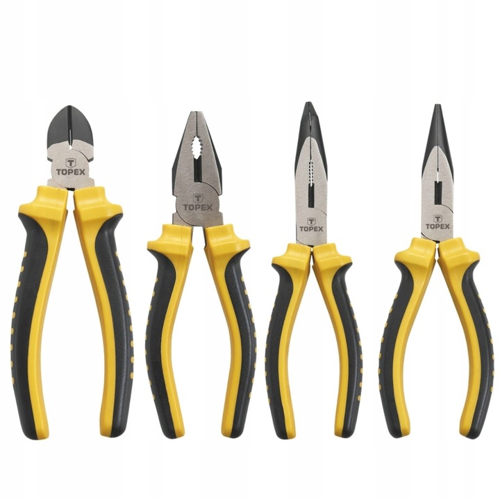 Topex fogókészlet, 160mm, 4 darab, edzett acélból, ergonomikus markolattal