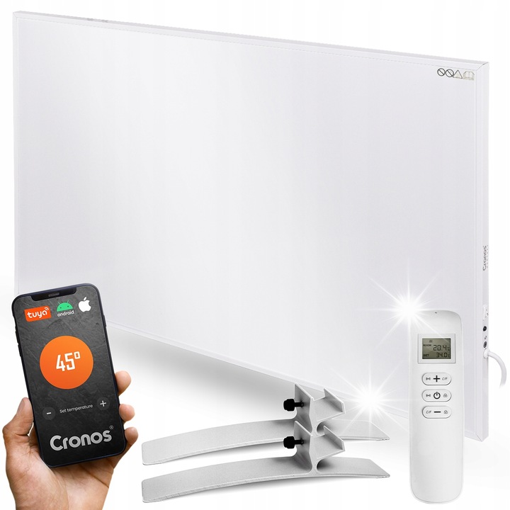 Panou radiant Cronos CGP-1100TWP alb, 1100W, cu WiFi si picioare detasabile