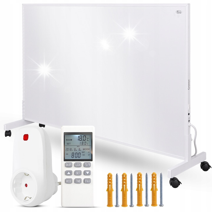 Инфрачервен нагревателен панел Cronos, 800W, термостат с дистанционно управление, бял, 100x60см