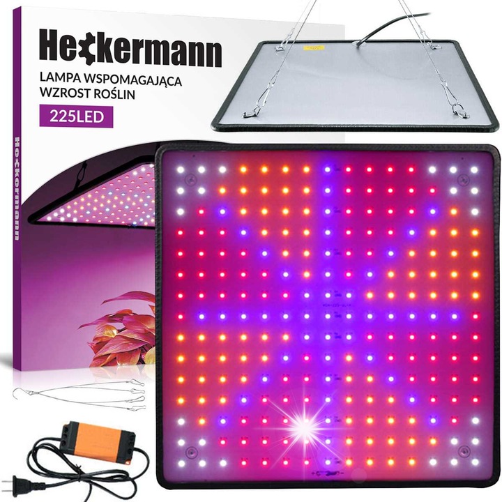 Lampa LED pentru plante, Heckermann Home&Garden, 40W, 225 LED, alb, 30x30cm