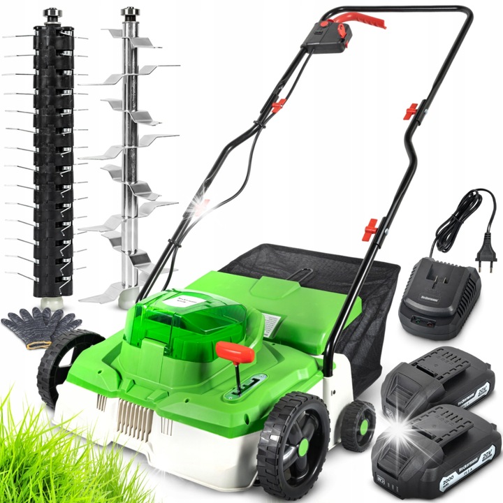 Аератор за вертикулатор 2в1 Heckermann AMWA40, 40V, 480W, 36см, 35л, пълен комплект