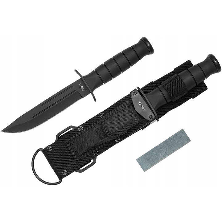 Cutit tactic BSH Adventure N-308B, 265mm, cu husa multifunctionala si piatra de ascutit