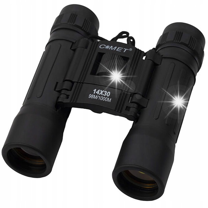 Бинокъл Comet 14x30, черен, с калъф и каишка, размери 11,4x10,6cm