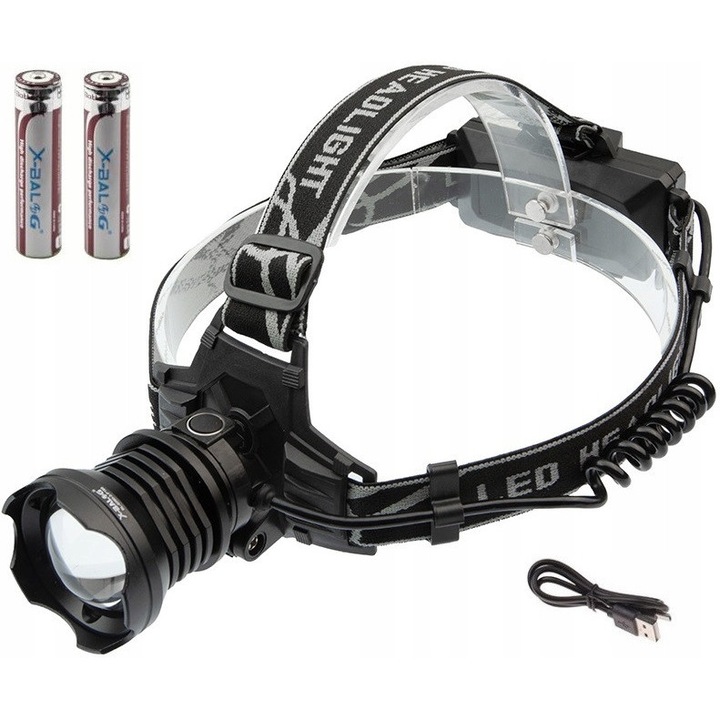 Фенер X-BALOG BL-8090-2-P160, 2x батерия 18650, увеличение, черен, комплект