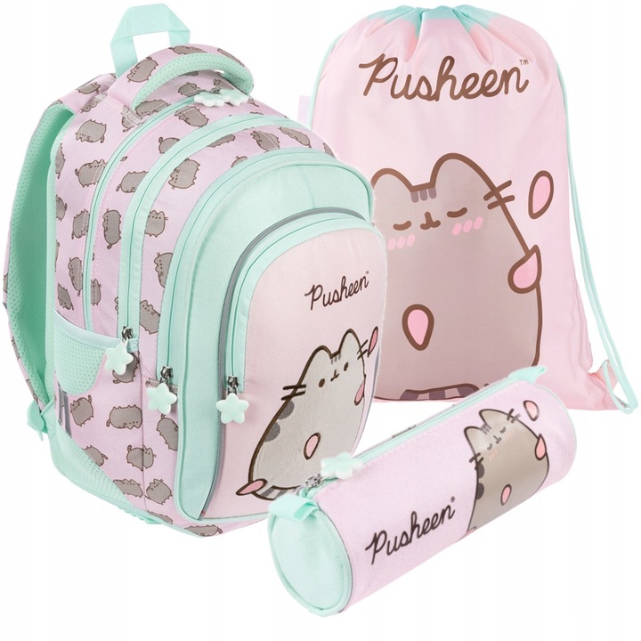 Set Ghiozdan Pusheen Pink, Penar Tub, Saculet - Fete