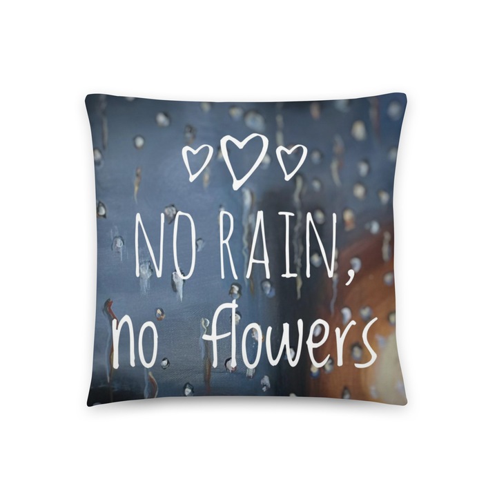 Perna decorativă cu pictură Picături de Ploaie, albastru royal, 40x40cm