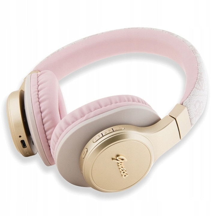 Guess Róz Casti wireless Guess, 4G Script, roz, Bluetooth 5.3, 40mm, IPX4 - eMAG.ro