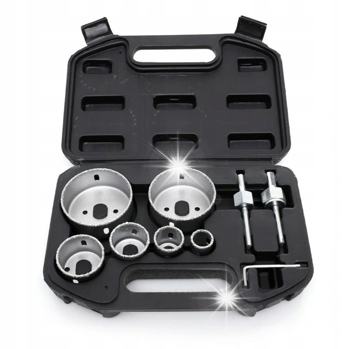 Set carote wolframice 9 elemente 22-73mm cu valiza