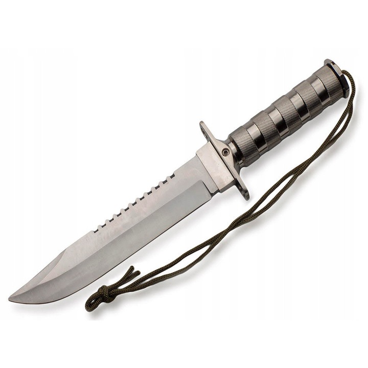 Cutit tactic BSH ADVENTURE Rambo, 35cm, lama 20,5cm, metal, argintiu, cu husa