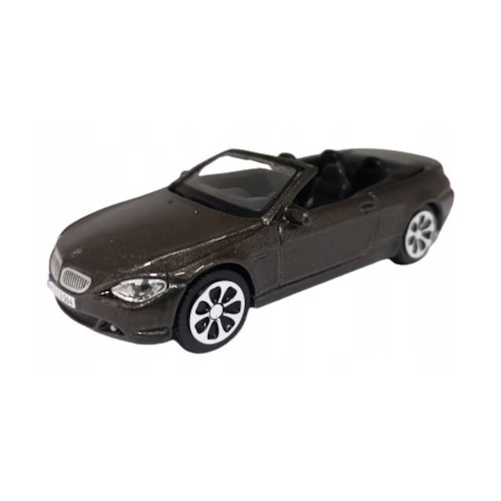 Játékautó, BBurago, BMW 6 Cabrio, metál, 1:43, 13x5.5x6cm